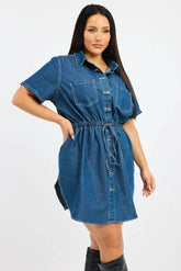 Denim Indigo Denim Look Shirt dress