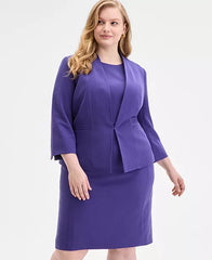 Elegant Purple Plus-Size Skirt Suit Set