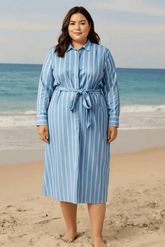 ZOYA BLUE STRIPE SHIRT DRESS