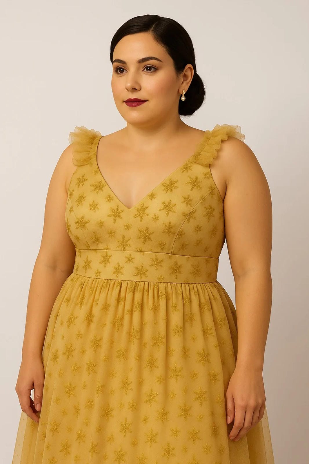 BIBO GOLDEN FRILLED DRESS