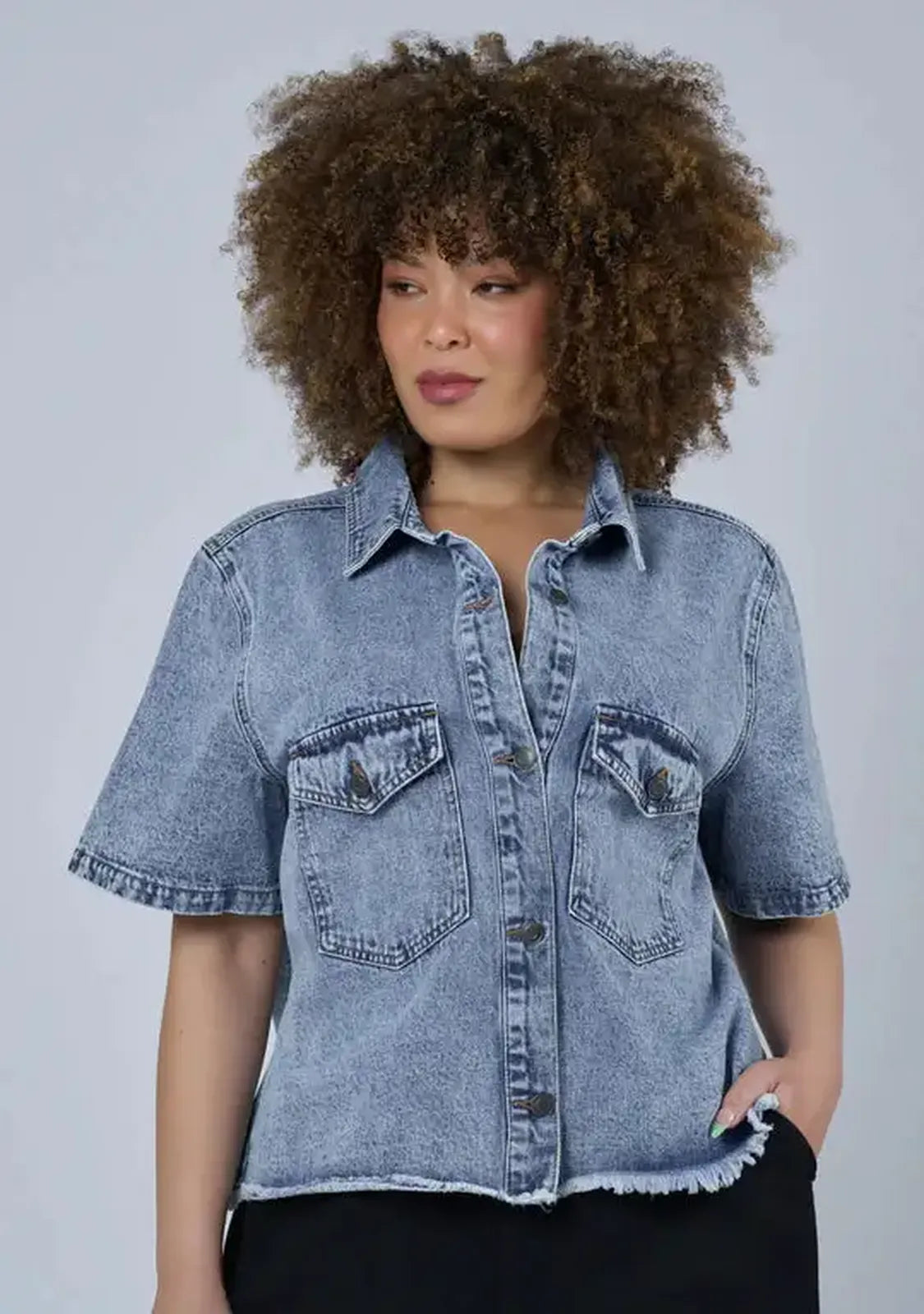 Melissa Cropped Denim Shacket