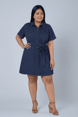 Tia Chambray Mini Shirt Dress
