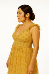 BIBO GOLDEN FRILLED DRESS