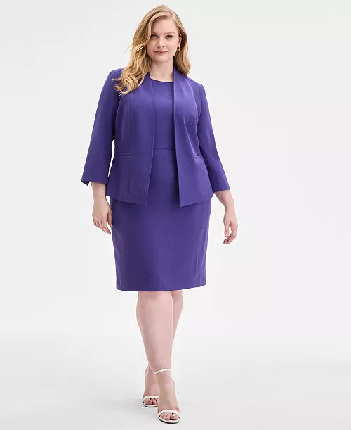 Elegant Purple Plus-Size Skirt Suit Set