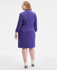 Elegant Purple Plus-Size Skirt Suit Set