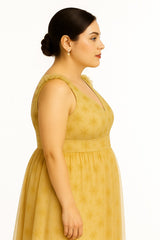 BIBO GOLDEN FRILLED DRESS