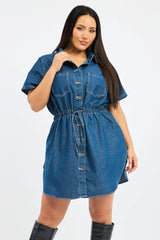 Denim Indigo Denim Look Shirt dress
