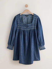 Mid Blue Lightweight Smock Denim