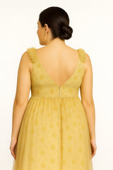 BIBO GOLDEN FRILLED DRESS