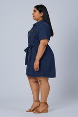 Tia Chambray Mini Shirt Dress