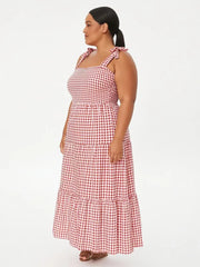 GINGHAM CHECK SMOCKED  DRESS