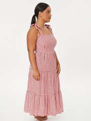 GINGHAM CHECK SMOCKED  DRESS