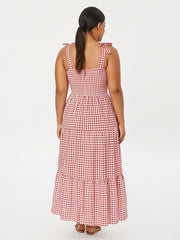 GINGHAM CHECK SMOCKED  DRESS