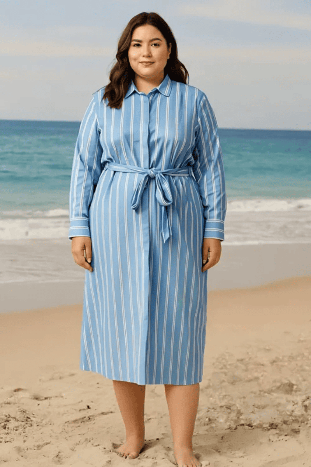 ZOYA BLUE STRIPE SHIRT DRESS