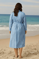 ZOYA BLUE STRIPE SHIRT DRESS