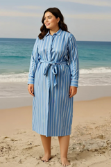 ZOYA BLUE STRIPE SHIRT DRESS