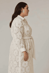 Flora Lace Shirt Dress with Belted Waist