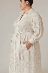 Flora Lace Shirt Dress with Belted Waist