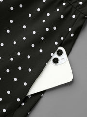 Black Polka Dot Midi Dress with Ruffle Sleeves